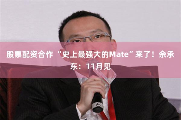 股票配资合作 “史上最强大的Mate”来了！余承东：11月见